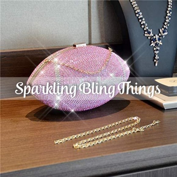 NWT Sparkling Bling Swarovski Crystal Football Clutch Purse Bag Super Bo… - Picture 16 of 17